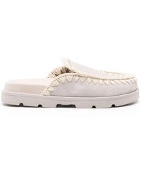 Mou - Whipstitch-Trim Suede Mules - Lyst