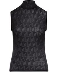 Fendi - Top Met Hoge Hals En Patroon - Lyst