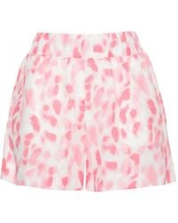 120% Lino - Leopard-Print Linen Shorts - Lyst