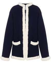 Moschino - Waffle Knit Virgin Wool Cardigan - Lyst