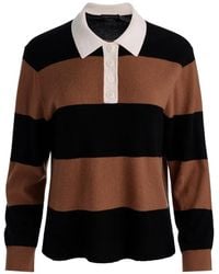 Alice + Olivia - Tillie Striped Long-Sleeve Polo-Collar Sweater - Lyst
