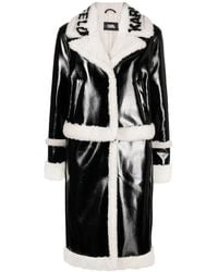 KARL LAGERFELD - Faux-Shearling Single-Breasted Coat - Lyst