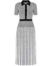 KARL LAGERFELD - Pleated Vertical-Stripe Midi Dress - Lyst