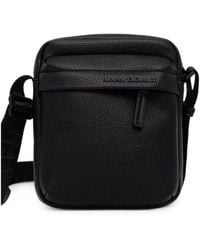 ARMANI EXCHANGE - Logo-Plaque Pebbled Messenger Bag - Lyst