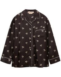 Marni - Silk Twill Pajama Shirt With Floral Print - Lyst