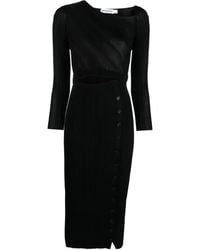 Self-Portrait - Textured Knit Midi Dress With Wrap Bodice - Lyst