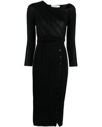 Self-Portrait - Textured Knit Midi Dress With Wrap Bodice - Lyst