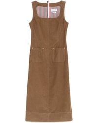 Thom Browne - Ribfluwelen Midi-Jurk - Lyst