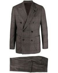 Lardini - Plaid-Check Double-Breasted Wool Suit - Lyst
