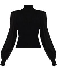 FRAME - Sheer-Sleeve Blouse - Lyst
