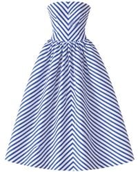 Self-Portrait - Stripe Strapless Midi Dress - Lyst