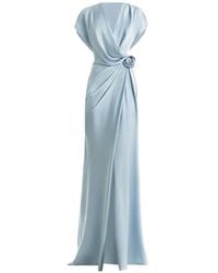 Gemy Maalouf - Draped V-Neck Flower Maxi Dress - Lyst