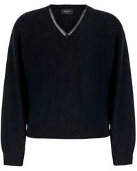 Fabiana Filippi - Tulle-Insert V-Neck Sweater - Lyst