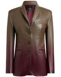 Etro - Single-Breasted Degradé Leather Jacket - Lyst