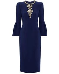Jenny Packham - Margoni Bell-Sleeve Embellished Midi Dress - Lyst