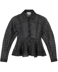 Ganni - Polka-Dot Peplum Shirt - Lyst