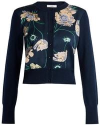 Erdem - Floral-Print Cropped Cardigan - Lyst