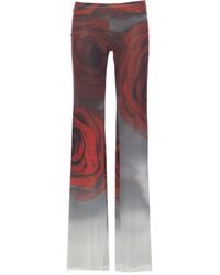 Jean Paul Gaultier - Rose-Print Mesh Trousers - Lyst