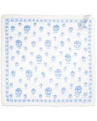 McQueen - Foulard Plissettato Con Stampa Teschio - Lyst