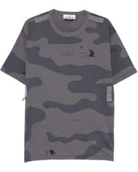 Stone Island - Camouflage-Print Logo-Print T-Shirt - Lyst