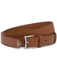 Prada - Triangle-logo Leather Belt - Lyst