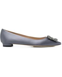 Manolo Blahnik - Escarpins Hangisiflat En Satin À Boucle Ornementale - Lyst