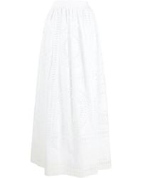 Alberta Ferretti - Broderie Anglaise Maxi Skirt - Lyst