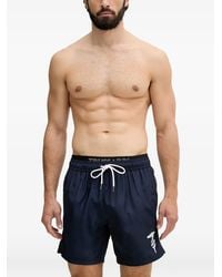 Trussardi - Logo-Print Drawstring Swim Shorts - Lyst