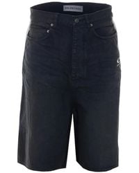 Balenciaga - Logo-Embroidered Denim Shorts - Lyst