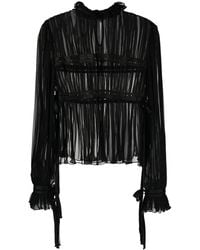 Alberta Ferretti - Ruffle-Trim Sheer Blouse - Lyst