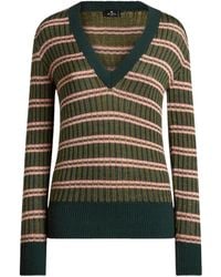 Etro - Pull Rayé À Col V - Lyst