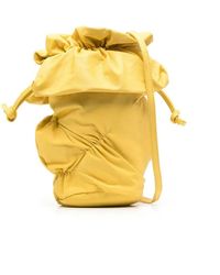 discord Yohji Yamamoto - Leather Gathered-Detail Bucket Bag - Lyst