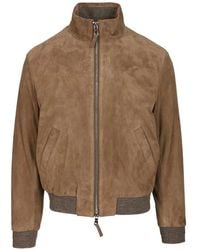 Al Duca d'Aosta - Suede Zip-Up Jacket - Lyst