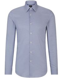 BOSS - Geometric-print Cotton-blend Shirt - Lyst