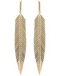 CADAR - 18Kt Rose Feather Drop Earrings - Lyst