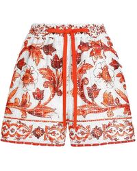Dolce & Gabbana - Majolica-Print Broderie Anglaise Lace Shorts - Lyst