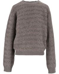 Fabiana Filippi - Falcon Platinum Mohair Sequin Striped Crewneck Sweater - Lyst