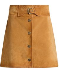 Etro - Buckle Button Suede Mini Skirt - Lyst