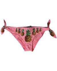 Dolce & Gabbana - Pineapple-Print Side-Tie Bikini Bottoms - Lyst