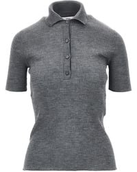 Fendi - Ribbed-Knit Short-Sleeve Polo Shirt - Lyst