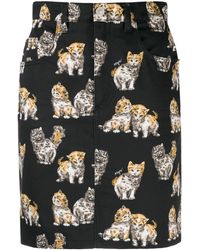 MSGM Gemusterter Jeansrock - Schwarz