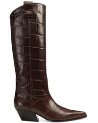 Sergio Rossi - Purcell Stiefel Mit Kroko-Effekt - Lyst