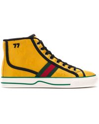 Gucci Neon Leather Hightop Sneakers in Yellow - Lyst