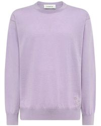 Laneus - Embroidered-Detail Crew-Neck Sweater - Lyst