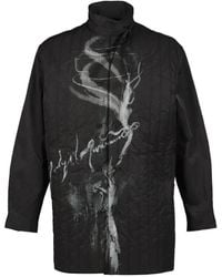 Yohji Yamamoto - Logo-Print Padded Coat - Lyst