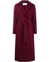 Harris Wharf London Abrigo largo con cinturón - Rojo