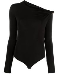 Versace - Off-Shoulder Long-Sleeve Bodysuit - Lyst