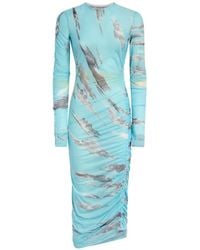 Moschino - Robe Mi-Longue Imprimée Archive Clouds À Fronces - Lyst