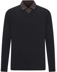 Roberto Collina - Contrast-Collar Cotton-Piquet Polo Shirt - Lyst