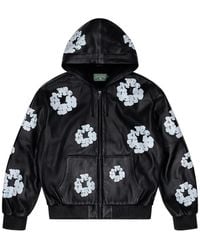 DENIM TEARS - Cotton Wreath Leather Hoodie - Lyst